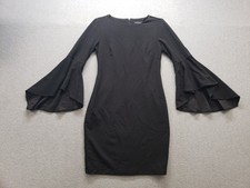 Marina Women Bodycon Dress 8 Black Bell Sleeve Zipper Elegant Business Casual