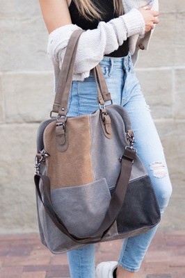 Effortless Style & Organization: Colorblock Canvas Messenger Bag