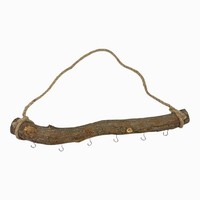 Kleiderhaken Garderobe Ast Holz 6 Haken Kordel Deko HäNgedeko