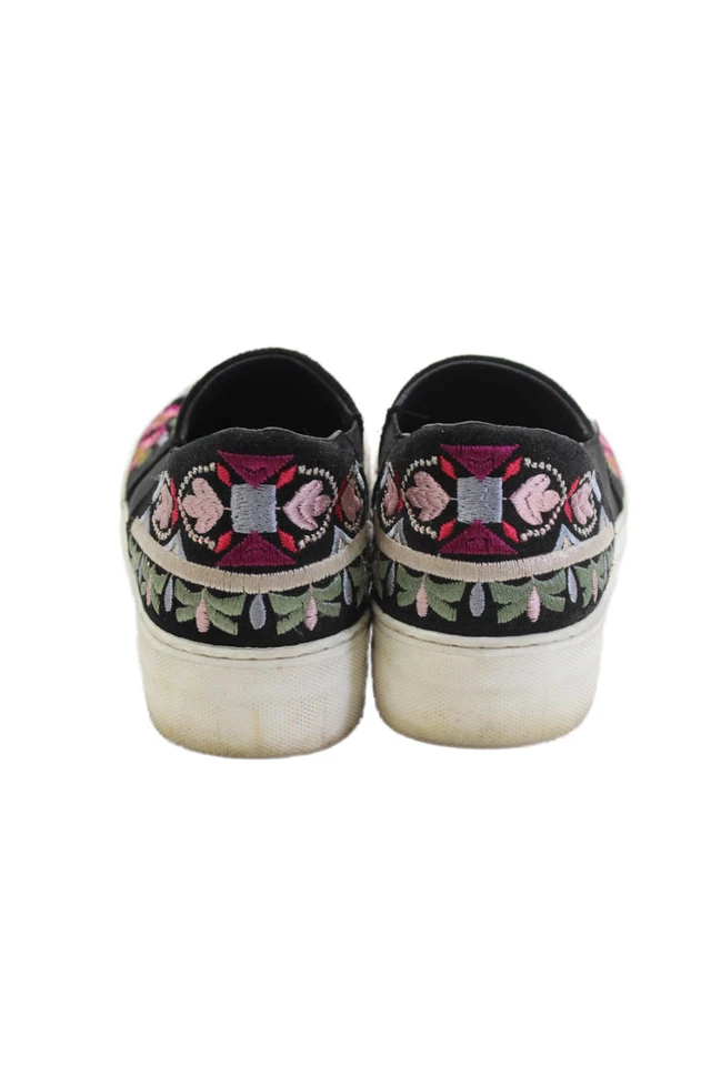 Женские кроссовки Johnny Was без шнуровки с цветочной вышивкой черные замшевые размер 37 - Изображение 3 из 4