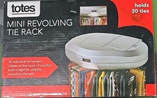 NEW Totes Mini Revolving Tie Rack Holds 30 Ties Built in Light, Wall Mountable