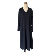 M.A. Dainty Sz 16 Navy Blue Midi Maxi Dress Minimalist Capsule Work Event