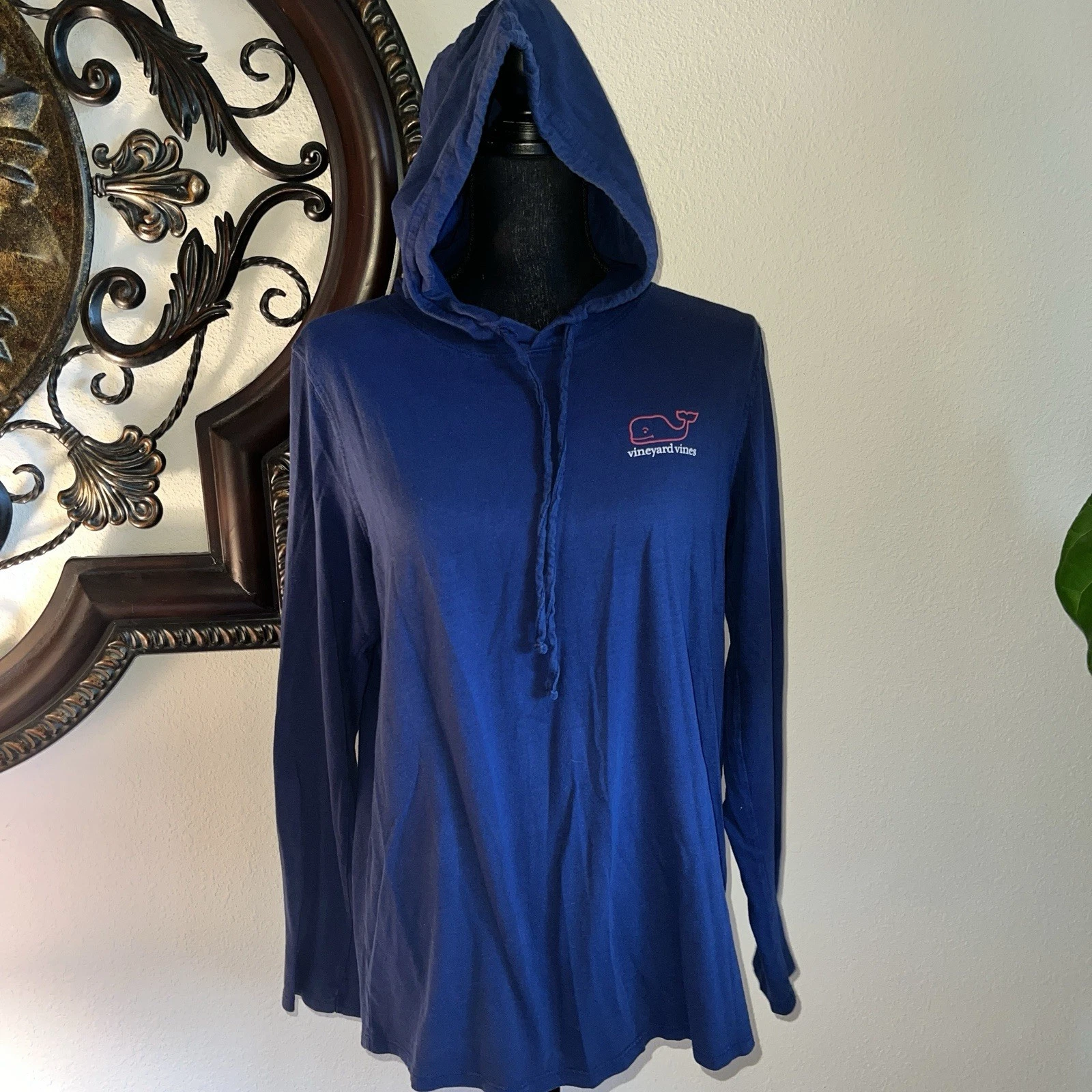 Vineyard Vines Unisex Lightweight Navy Blue Long Sleeve Hoodie Size Large