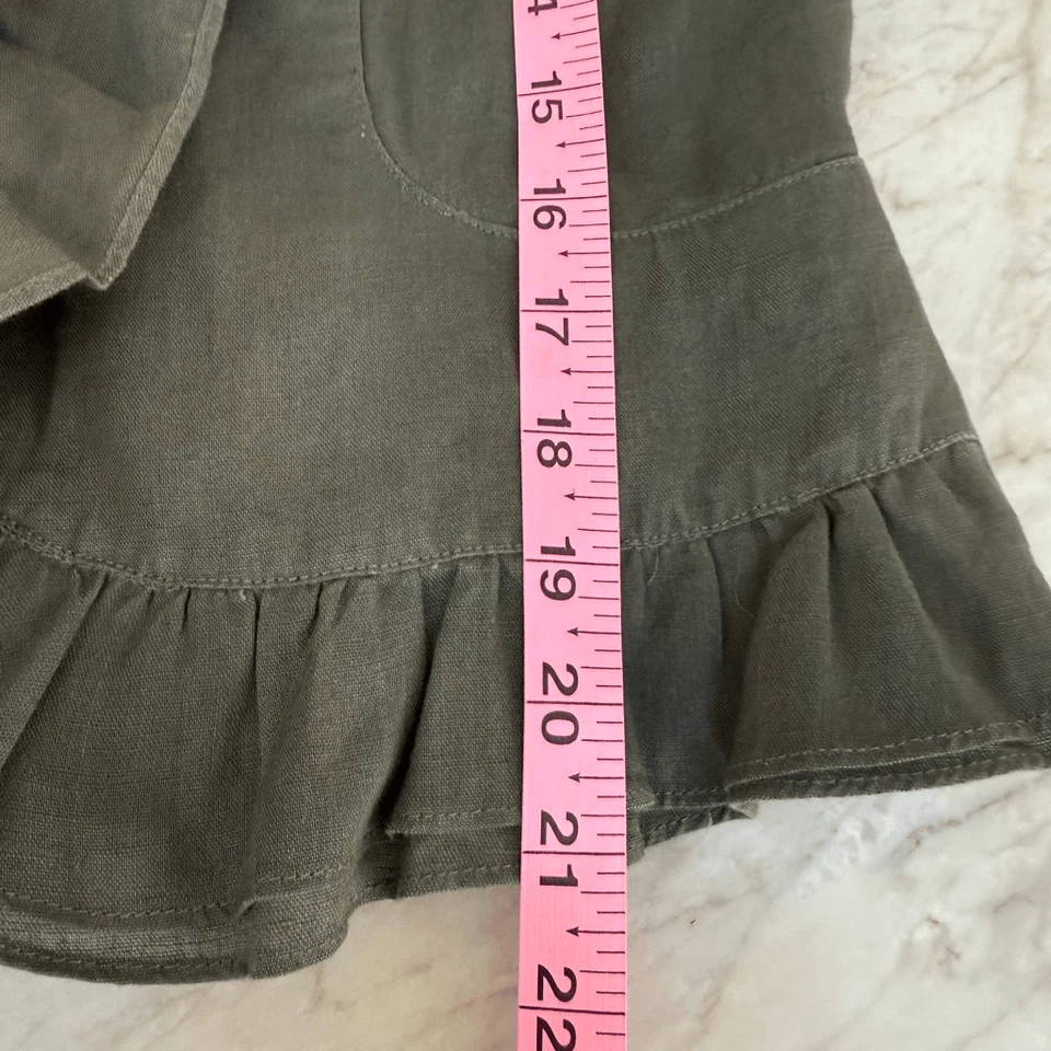 Willi Smith 100% linen olive green ruffle hem jacket size 6 - Image 4 of 4