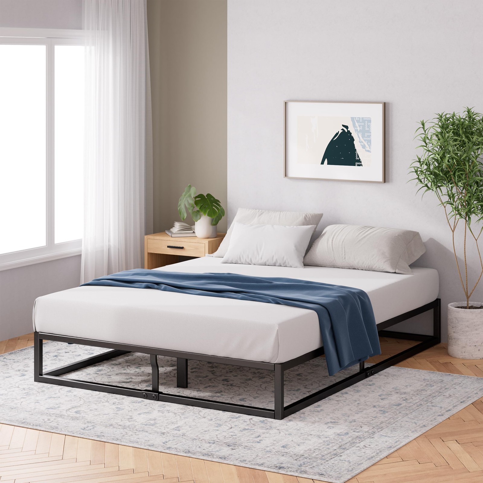 Zinus Yelena King size Bed frame - Bed 150x200 cm - 36 cm Height with Underbed storage - Metal Platform Bed frame with Steel slat support - Black 29 Zinus Joseph King Size Bed frame 5ft (150 x 200 cm) 9.9 Height Metal Bed Base
