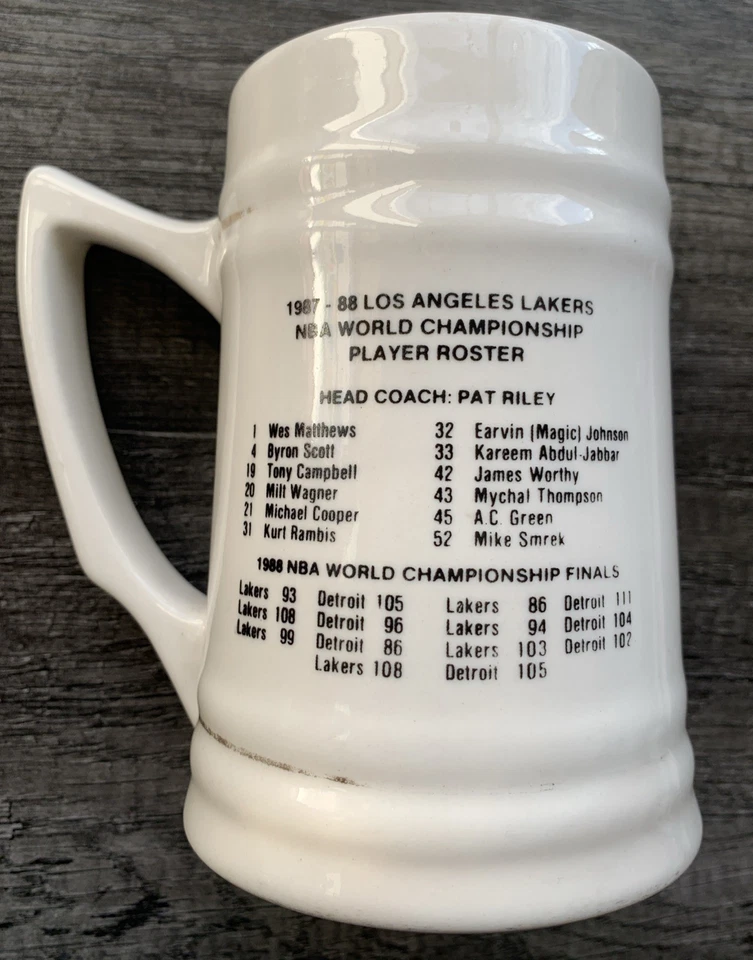 Los Angeles Lakers 1987-88 NBA World Champions Beer Stein Mug Vintage - Image 3 of 4