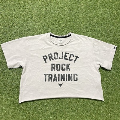 Under Armour T-Shirt Mens Medium M Project Rock Training Short Sleeve Crop Top