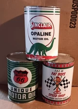 Oil Cans Phillips 66 Fat Boys Sinclair  One Quart Display Shop Garage