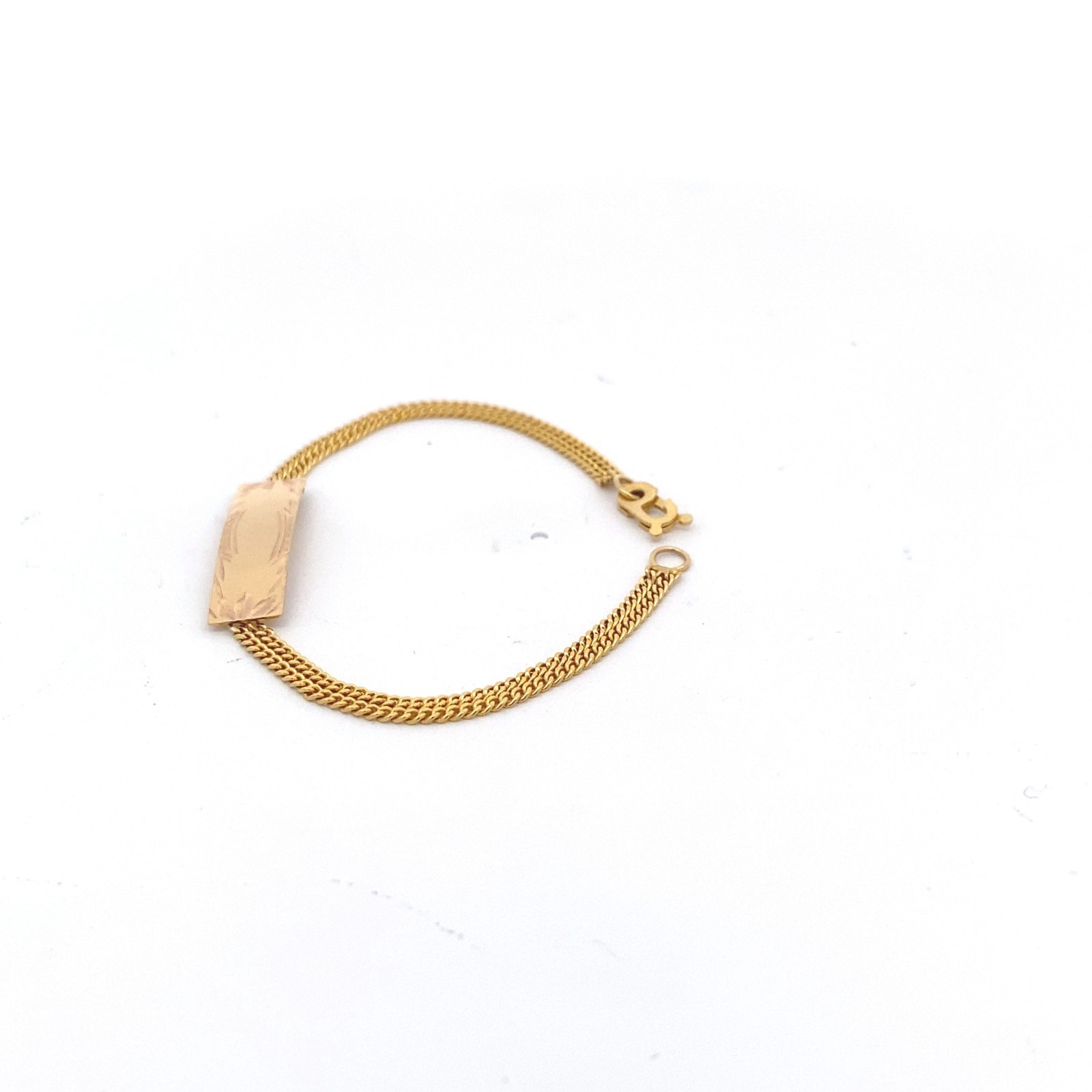 Solid 14k Yellow Gold Rectangular ID Bar Double S… - image 3