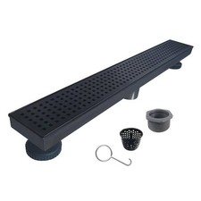 RELN 24" Linear Shower Drain Matte Black Square Grate 304 Stainless Steel