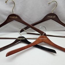 4 Vintage Wood Suit Pants Coat Hangers Advertising Macy's Polo Ralph Lauren