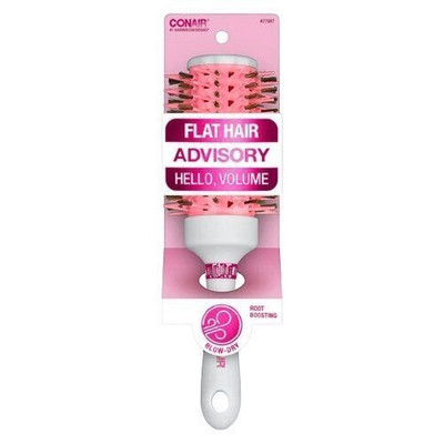 Conair Flat Hair Advisory Hello Volume, Blow Dry Round Brush, PINK