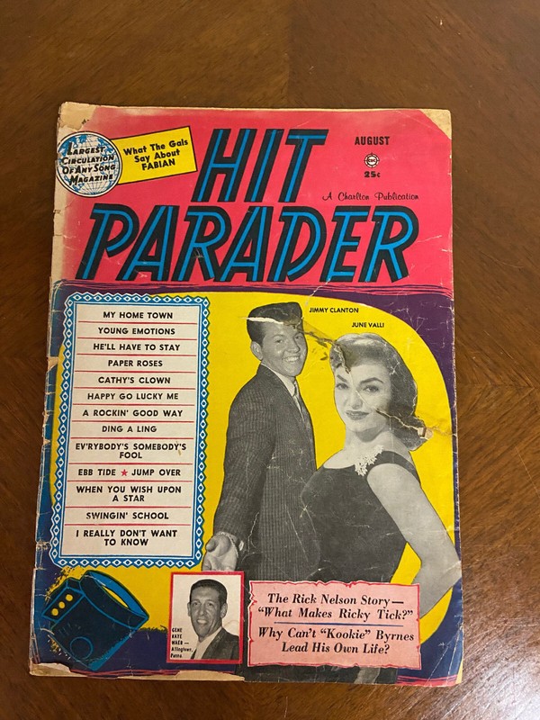 Hit Parader Magazine Back Issue August 1960 featuring Fabian and Ricky Nelson