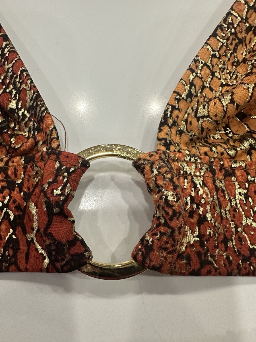 専用　Skin Venus Venus Vintage Rare Metallic Bronze Snakeskin Bikini Ring Top