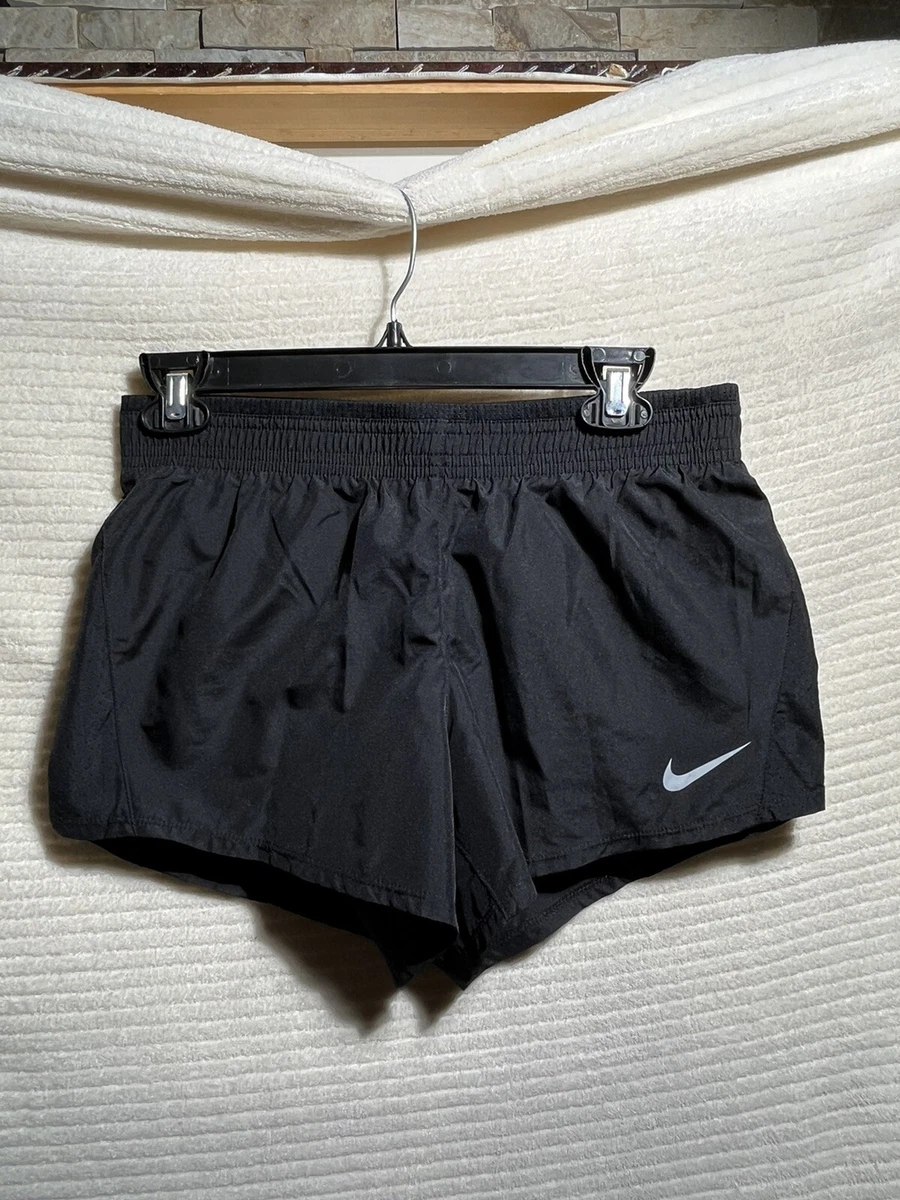 Nike Dri Fit Lined Athletic Running Shorts Womens Size Small Black Dark Wash