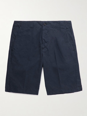 ASPESI Straight-Leg Garment-Dyed Cotton Men Bermuda Shorts, NAVY IT 46