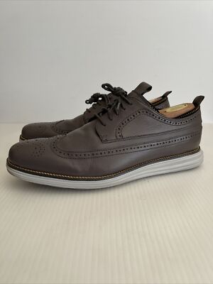 Cole Haan Mens 8M Grand Long Wingtip Novelty Oxford C24904 Grey Shoe NO LACES Cole Haan Mens Original Grand Long Wingtip Novelty Oxford  main image 3
