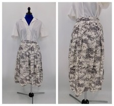 Vintage 1950s White Floral Polka Dot Full Pleated Skirt W26