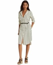 MSRP $155 Ralph Lauren Striped Cotton Dobby Shirtdress Size 0 (SEE DETAILS)