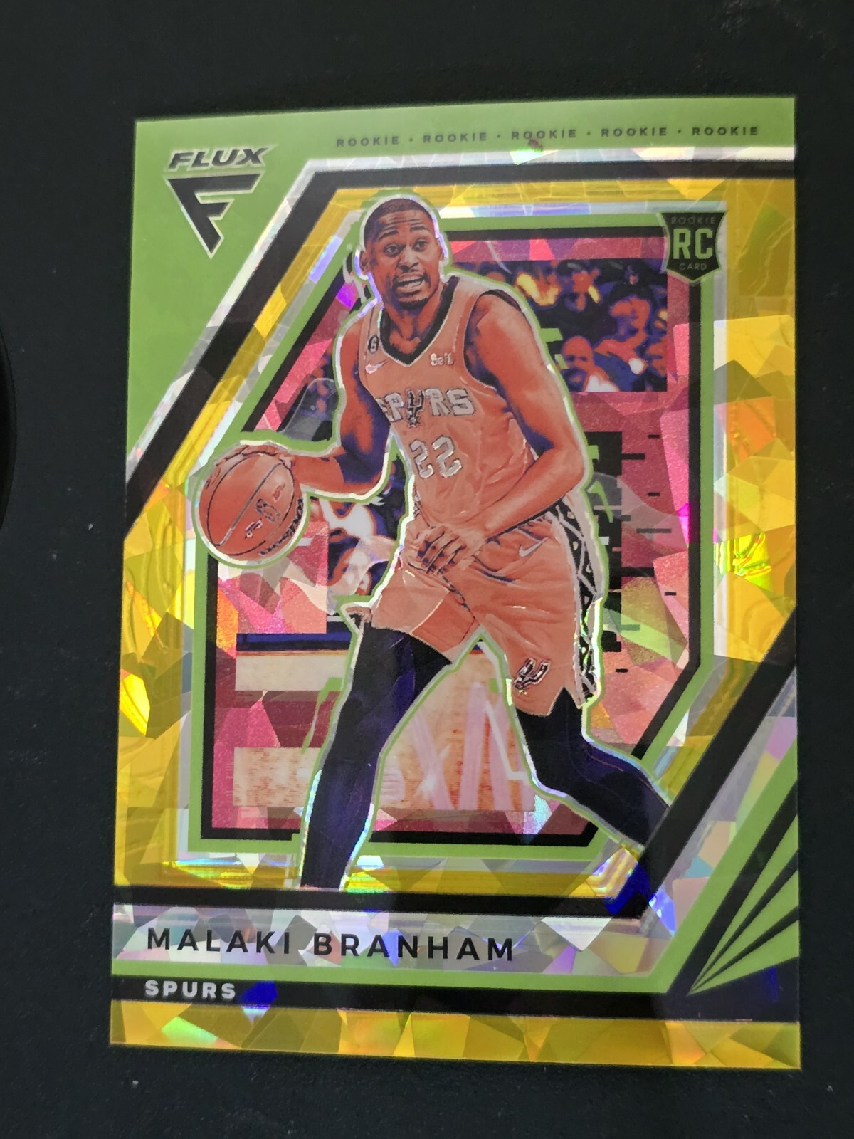 2022 Flux #219 MALAKI BRANHAM Gold Cracked Ice Prizm Rookie #1/10 RC Spurs