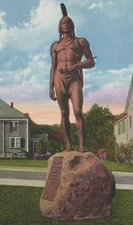 Statue of Massasoit Native American Plymouth MA Linen Vintage Post Card