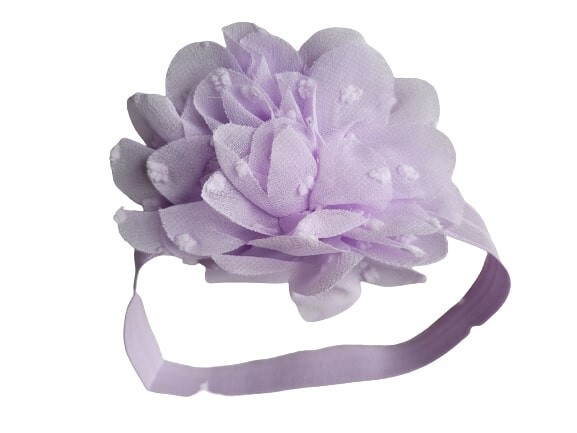NEW Child Size Purple Large Rosette 10cm Fabric Link Headband Bandeaux 17cm Hair