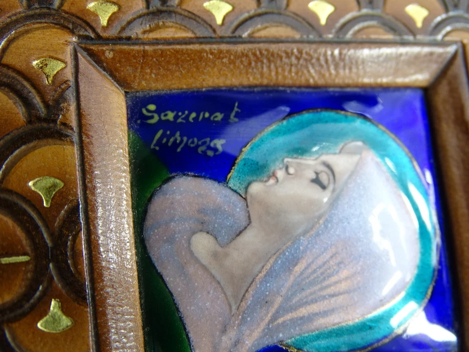 1900 UNIQUE Antique Missal Virgo Mary Porcelain PAINTING Christian Bible Art - Image 4 of 4