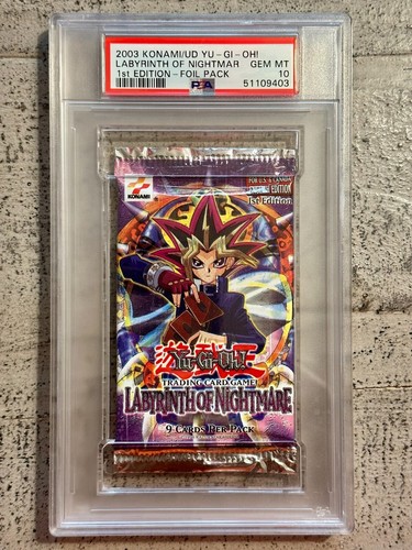 Yu-Gi-Oh! Labyrinth of Nightmare 1st Edition Booster Pack PSA 10 Mint - Picture 2 of 7