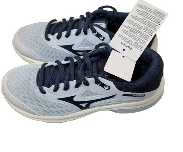Mizuno Unisex Kids WAVE RIDER 24 Jr, Arctic Ice/Mid Indigo/White
