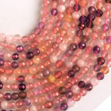 Natural Super Seven Gemstone Round Micro Faceted Beads String 15.5 Inches Long