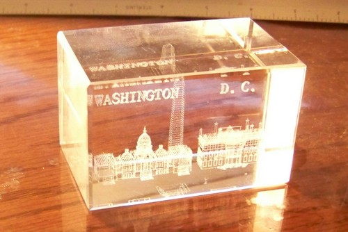 Washington DC Capitol White House Washington Monument internal laser etch block