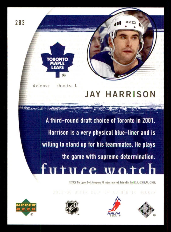 2005-06 SP Authentic #283 Jay Harrison RC /1999 (ref 240295) - Image 2 of 2