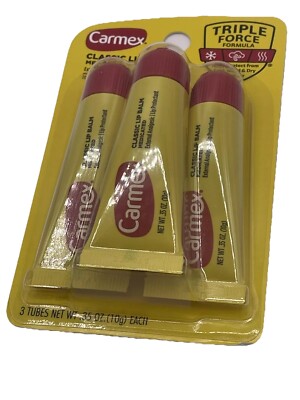 Carmex 3 Pack Classic Medicated Lip Balm 3 Tube Free Ship