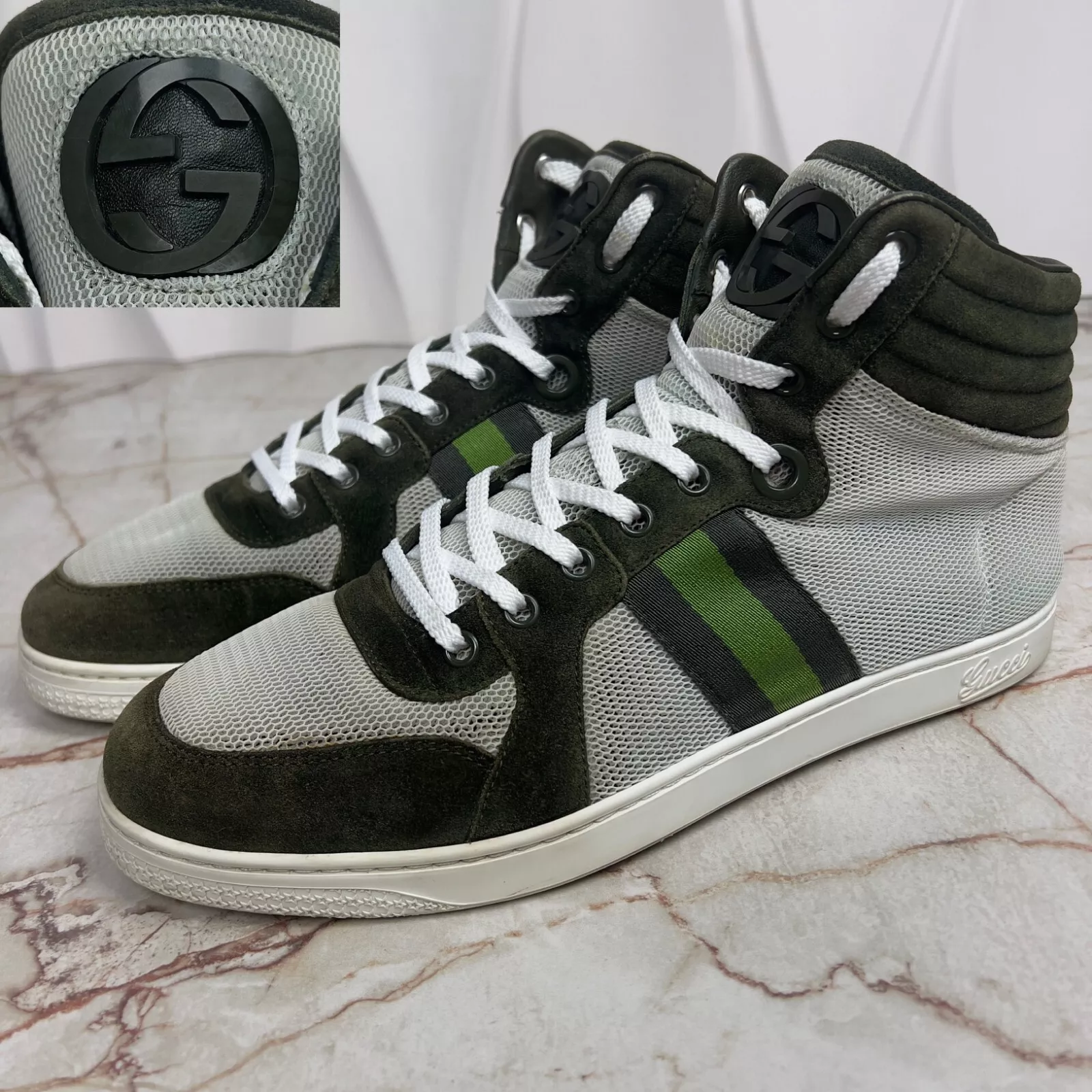 Baskets montantes rembourrées Gucci Dapper vert daim maille 7,5 G ou 8 US ou 41,