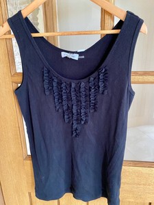 black ruffle vest top