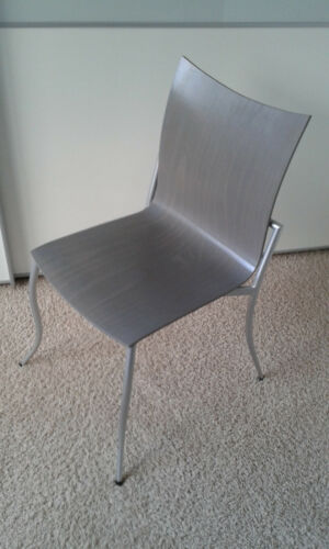 KFF Stuhl Design Klassiker Vintage grau lasiert Buchesitzfläche Gestell Stahl - Bild 1 von 3