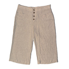 LC Lauren Conrad Beige Cream Linen Blend Beach Pants XL Cropped Wide Leg Casual