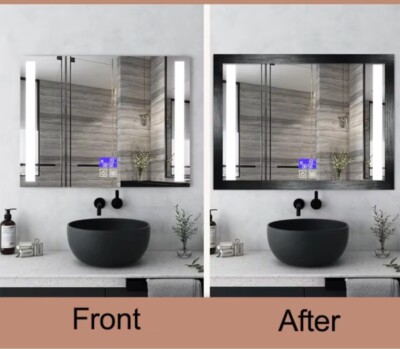 Black Wood Grain Border Peel & Stick Bathroom Mirror Frame/Furniture Renovations