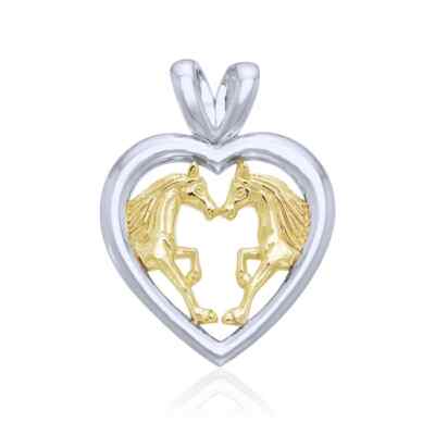 Friesen Pferd 925 Sterling Silber Anhänger feiner Schmuck Liebe Herz Gold Akzent