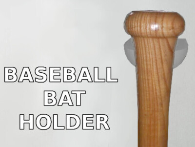 Baseball Bat Display Holder Bracket - Vertical Wall Mounted Hanger - Clear