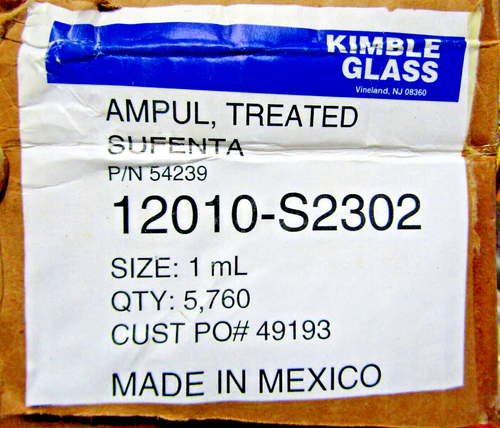 ┥144) AMPOLLA DE BORILICATO KIMBLE 12010-S2302 VIDRIO DE BOROSILICATO 1mL RECORTADA STEM PUNTUACIÓN BREAK - Imagen 5 de 5
