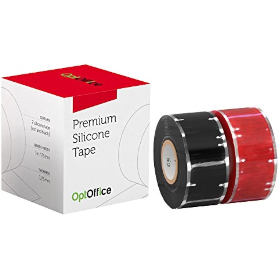 2x Cinta de silicona autofusible con sello elástico rojo/negro 1 pulgada x 10 pies - 20 pies en total Foto 2 de 4