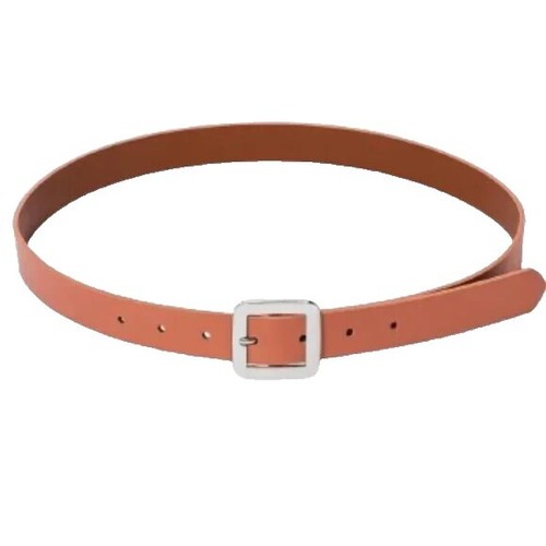 New Womens Skinny Reversible Leather Belt Full Grain Orange 
