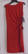 CHAPS RED FAUX WRAP SLEEVELESS DRESS - SIZE LARGE - NEW WITH TAGS