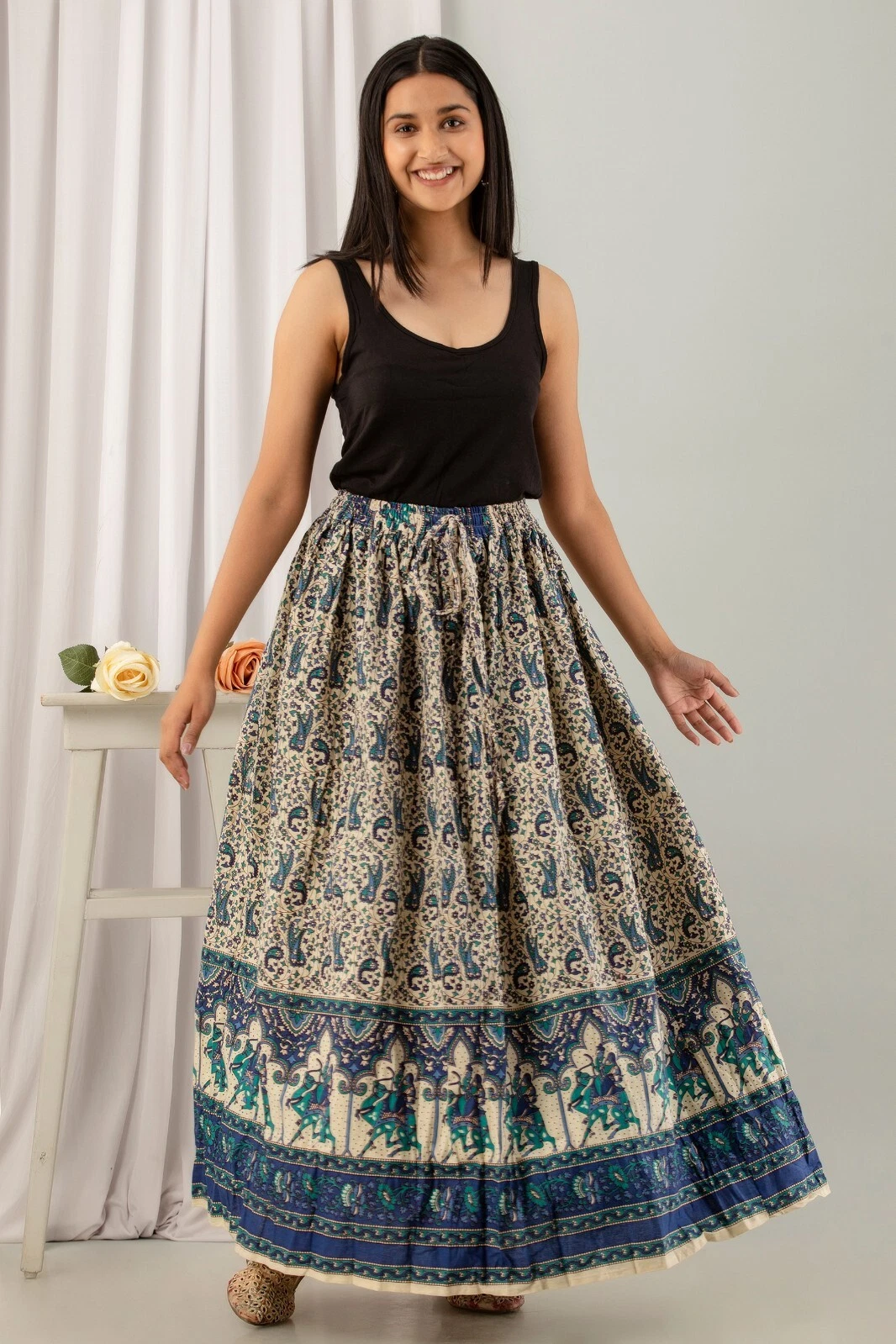 2 pcs Wholesale Lot, Indian Prints Cotton Skirt A-Line Bohemian Skirt for Women
