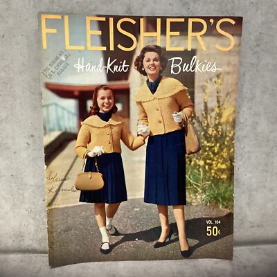 1959 Fleisher s Hand Knit Bulkies Pattern Book Knitting Instructions