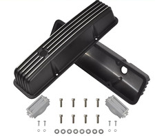 Black Finned Aluminum Tall Valve Covers For Small Block Chevy 327 350 400 58-86 Black Finned Aluminum Tall Valve Covers For Small Block Chevy 327 350 400 58-86