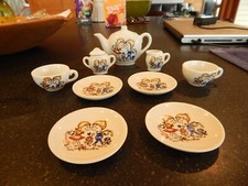 Vintage Porcelain CHILD'S Tea Set MADE IN JAPAN Boy  Girl in Garden 11 pieces