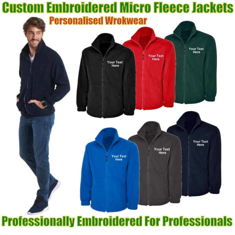 Personalised Custom Embroidered Uneek Classic Full Zip Micro Fleece Work Jacket