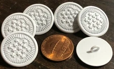 Lot of 6 Flat Top Metal Base White Paint Shank Buttons Stars 20.4mm 13/16" 12182